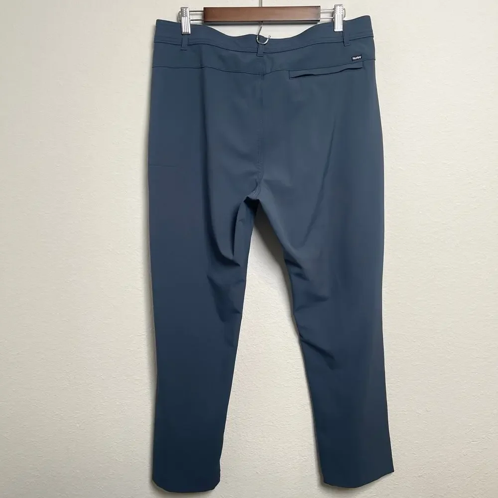 Hurley Men's Performance Stretch Pant Flat Front Water Repellent Blue 34x30